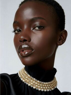 Four Row Woven Pearl & Faceted
Crystal Beads Collar
Necklace